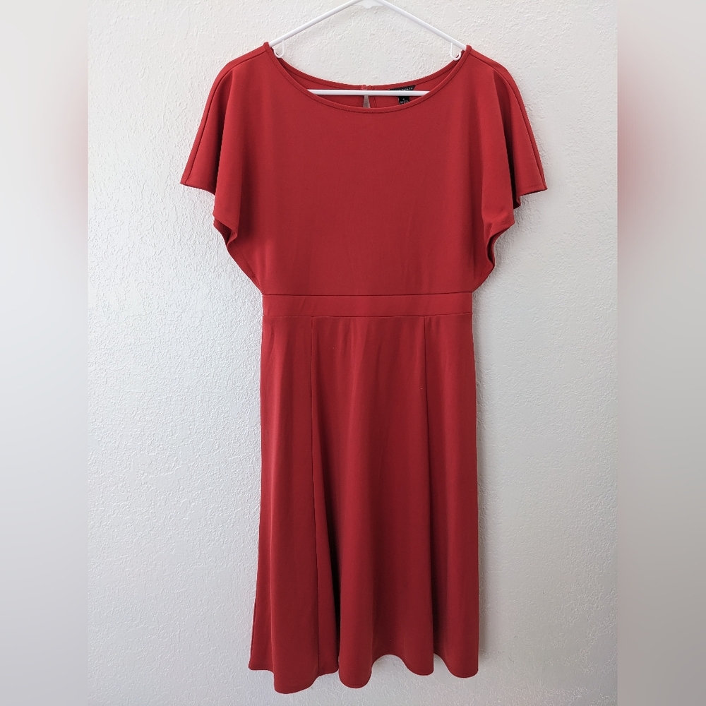Ann Taylor Red Flutter Sleeve Dress Size 0
